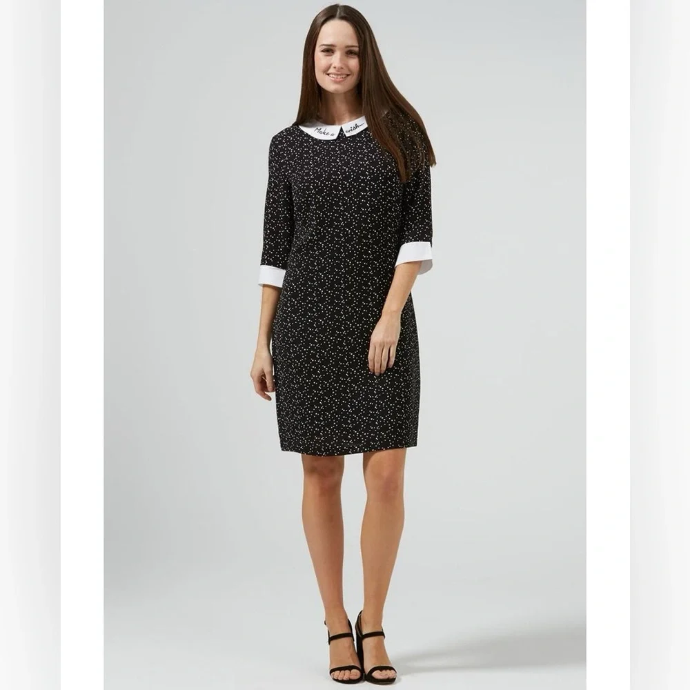 Sugarhill Boutique Make A Wish Mod 60s Tunic Midi Dress w/ Sleeves & Collar UK 8 - Picture 2 of 14
